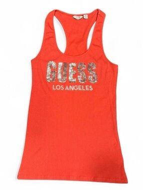 Y2K Guess Logo Bedazzled Graphic Tank Top Shirt